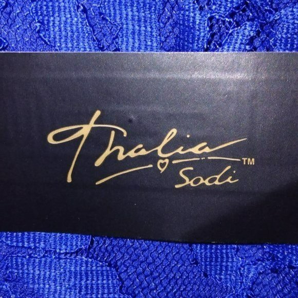 Thalia Sodi Royal Blue Lace Ruched Dress Short Sleeve Size Large NWT - Picture 11 of 12